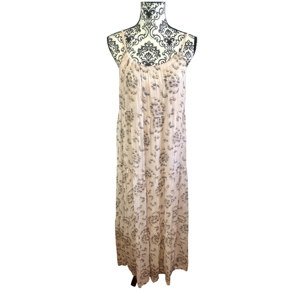 ELENA BALDI Silk Floral Print Maxi Dress